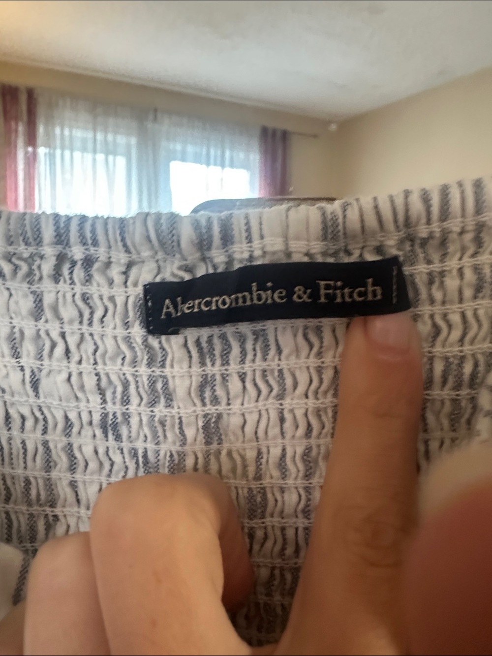 Abercrombie & Fitch White and Navy Pinstripe Button-Front Mini Dress - Picture 4 of 4